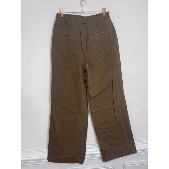 Good American Olive Green Wide-Leg Cargo Trousers 6/28 Zip Fly Pockets High Rise - Picture 4 of 7